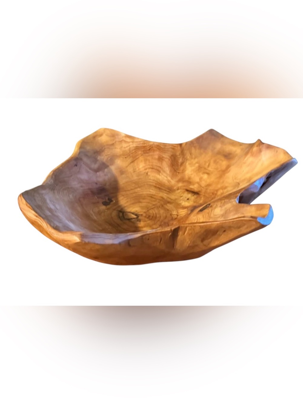 Hand-Carved Natural Wood Decor Bowl - Honey Brown Vintage
